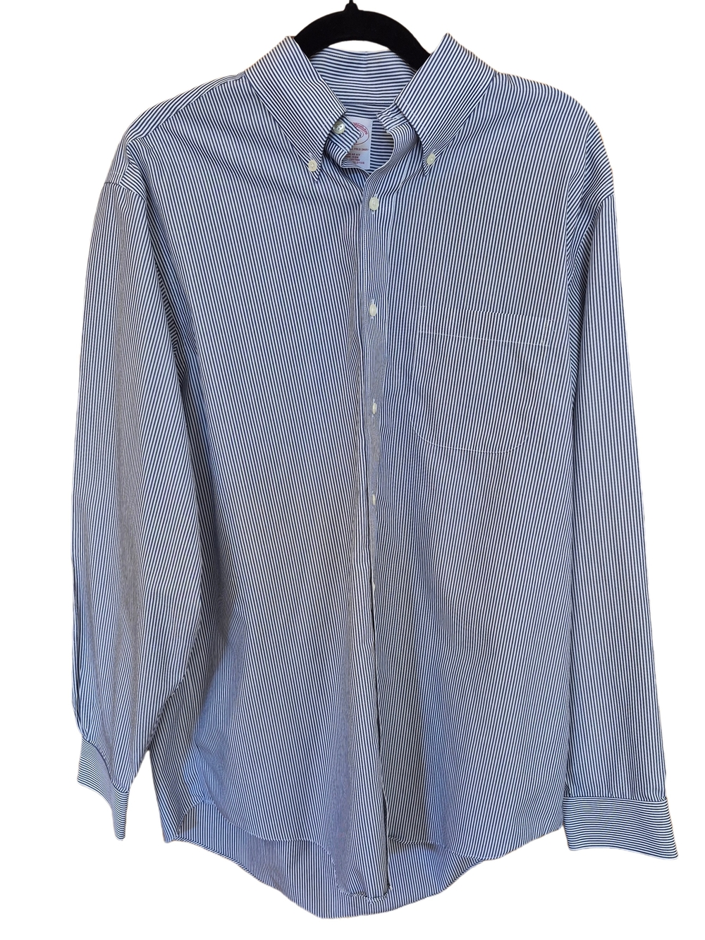 Brooks Brothers 346 Blue White Stripe Button Down Shirt 16 4/5 Regular Fit